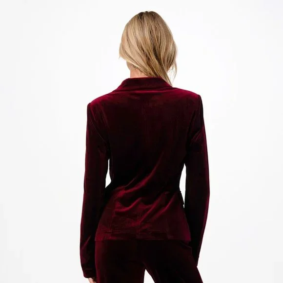 Burgundy Velvet Blazer - Picture 4 of 5